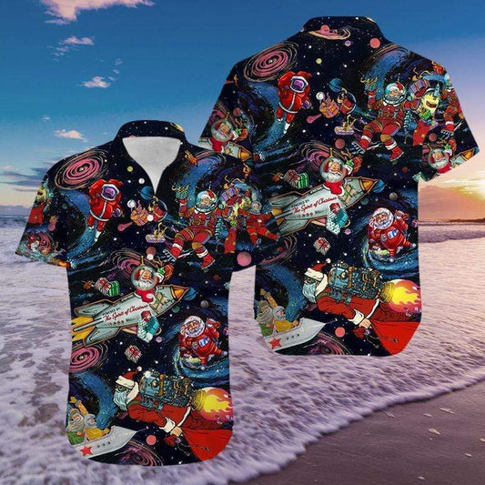 Universe Santa Claus Astronaut Hawaiian Aloha Shirts #H