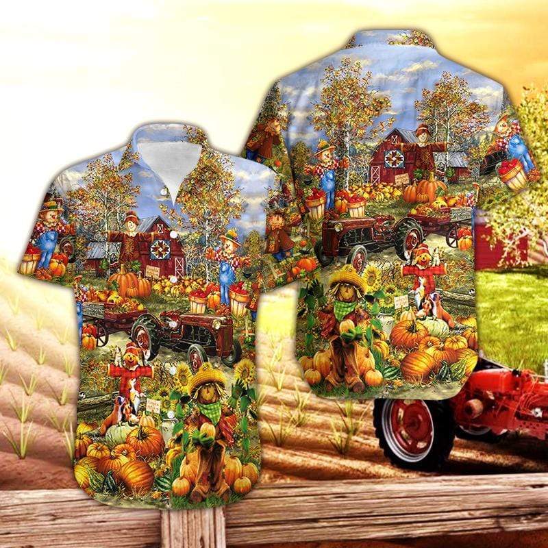 Amazing Pumpkin Garden Farm Hawaiian Aloha Shirts