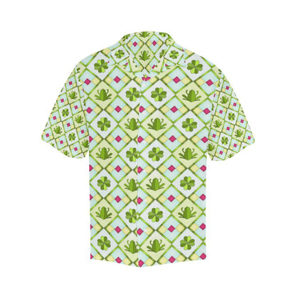 Frog Clover Leaves Pattern Mens All Over Print Hawaiian Shirt