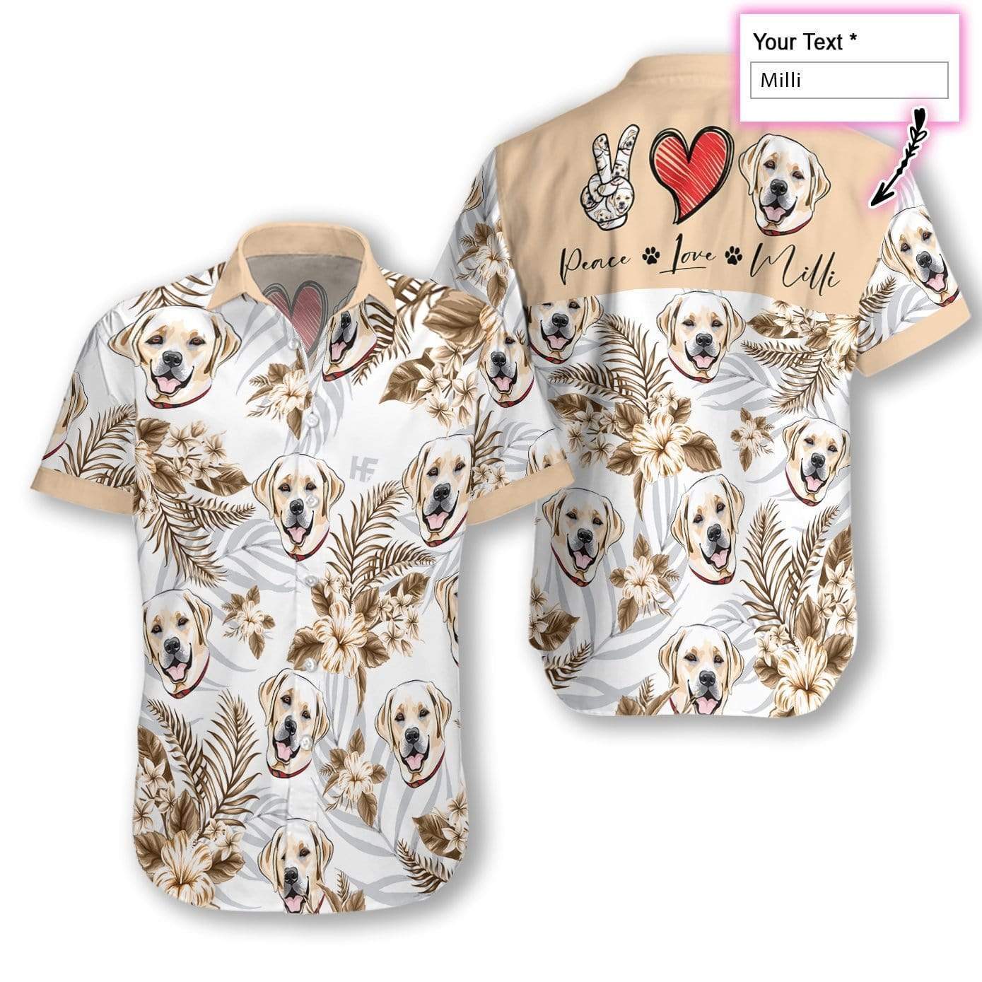 Personalized Peace Love Labrador Custom Hawaiian Aloha Shirts #DH