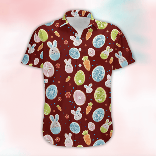 Happy Easter Red Sweet Bunny Lamb Chick Cookies Hawaiian Aloha Shirts 