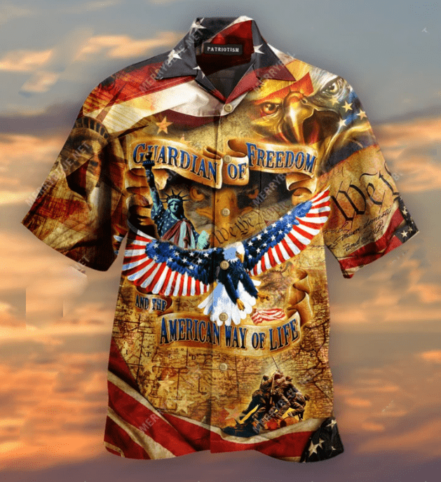 Patriotism Eagle Guardian Of Freedom Hawaiian Aloha Shirts #V