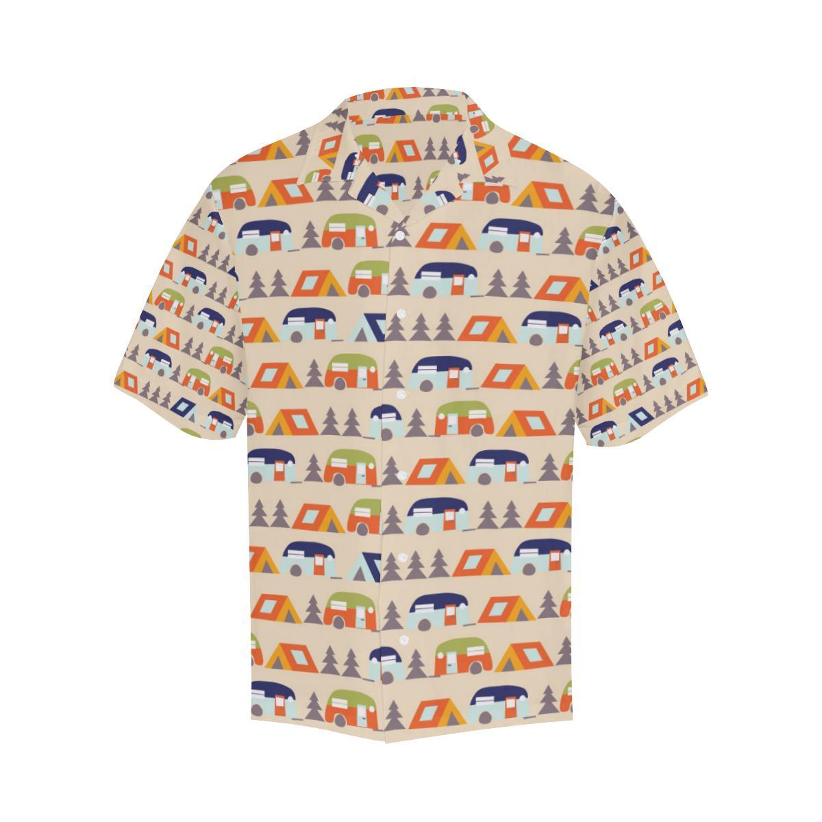 Camper Tent Pattern Print Design Hawaiian Shirt