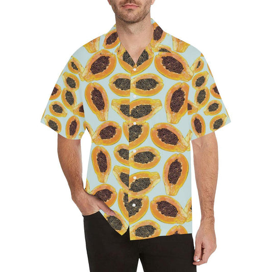 Watercolor Papaya Pattern Mens All Over Print Hawaiian Shirt