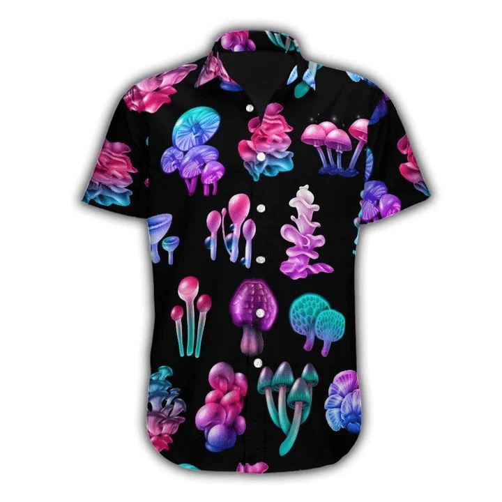 Simple Mushroom Black Unisex Hawaiian Shirts