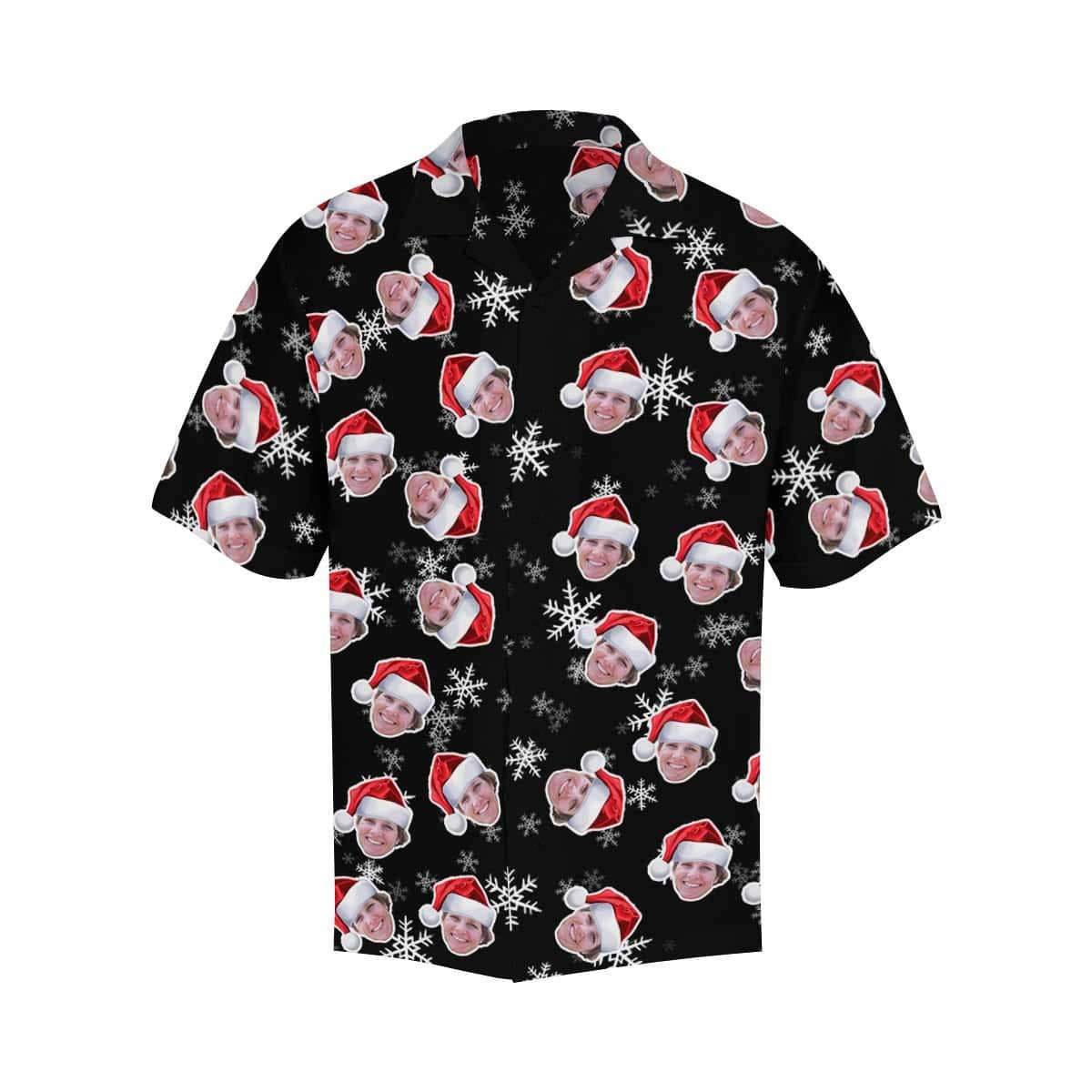 Custom Face Christmas Hats Men's Hawaiian Shirt