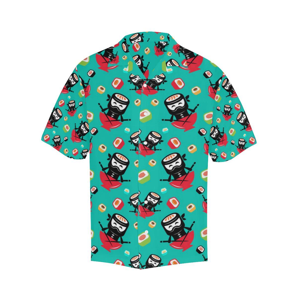 Ninja Sushi Pattern Mens All Over Print Hawaiian Shirt