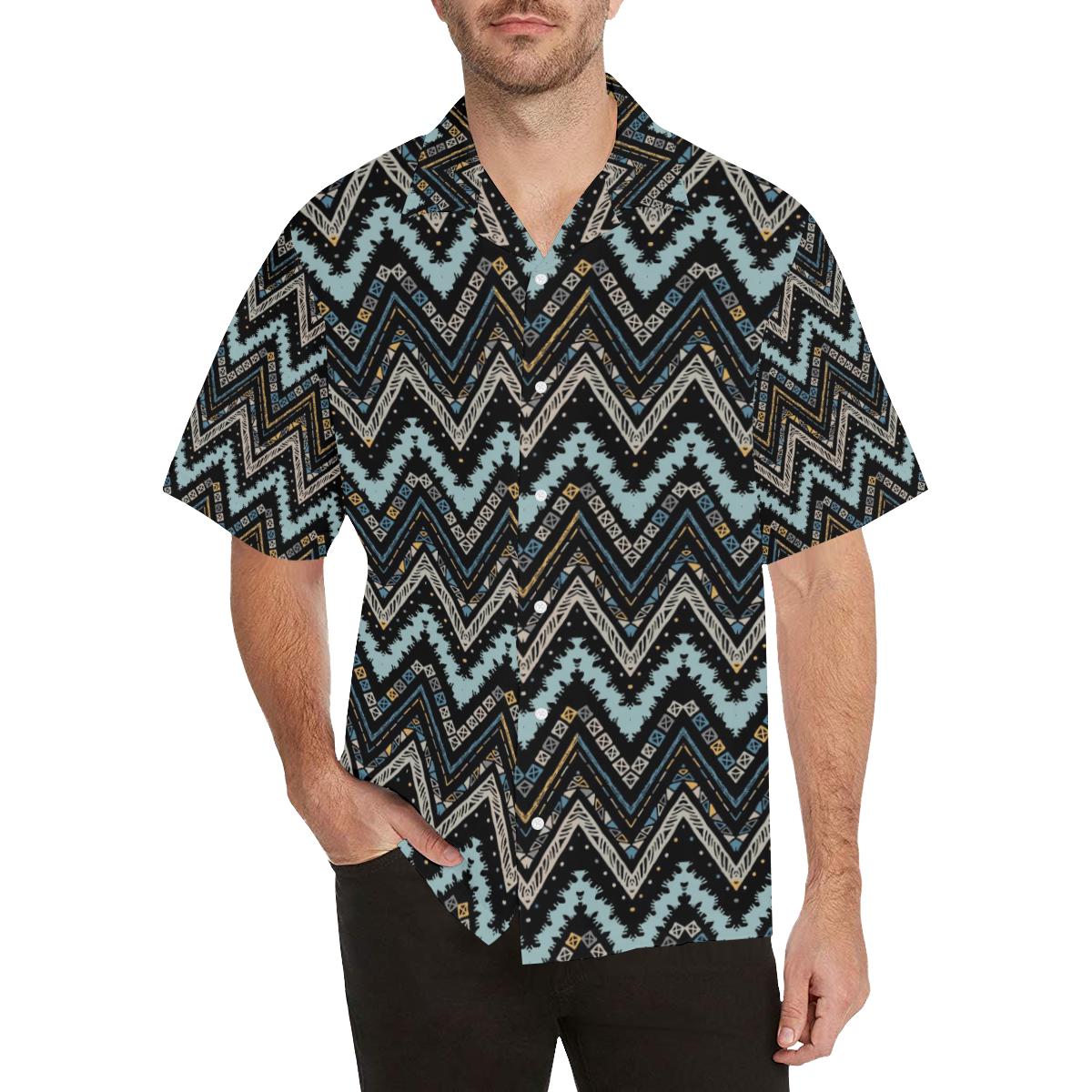 Zigzag Chevron African Afro Dashiki Adinkra Kente Mens All Over Print Hawaiian Shirt