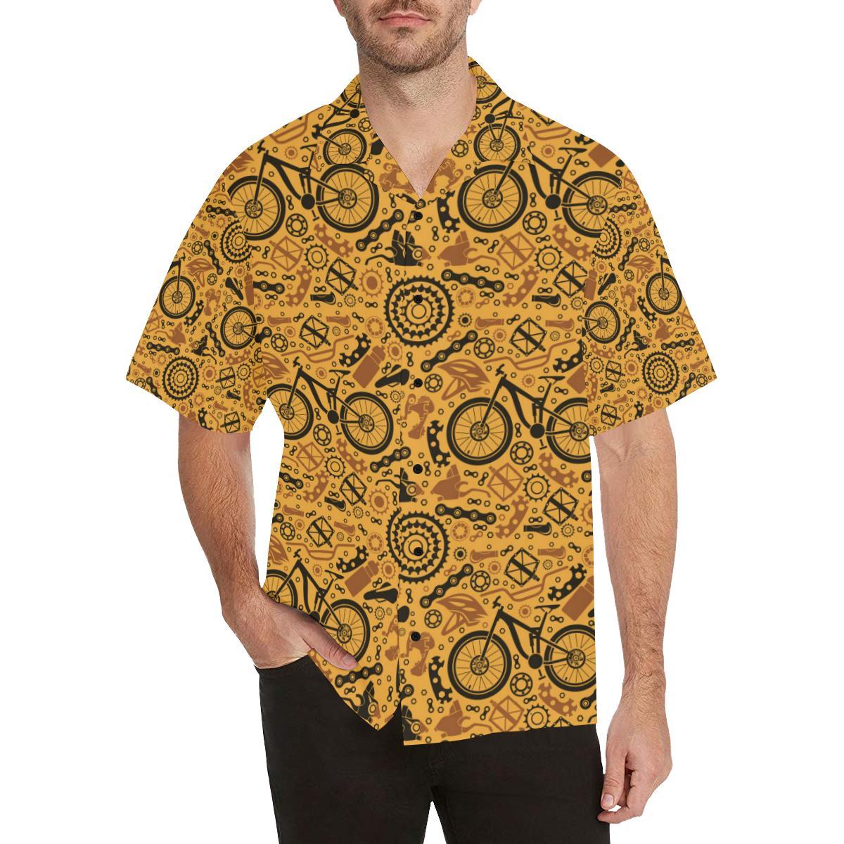 Mountain Bike Pattern Print Design Hawaiian Shirt
