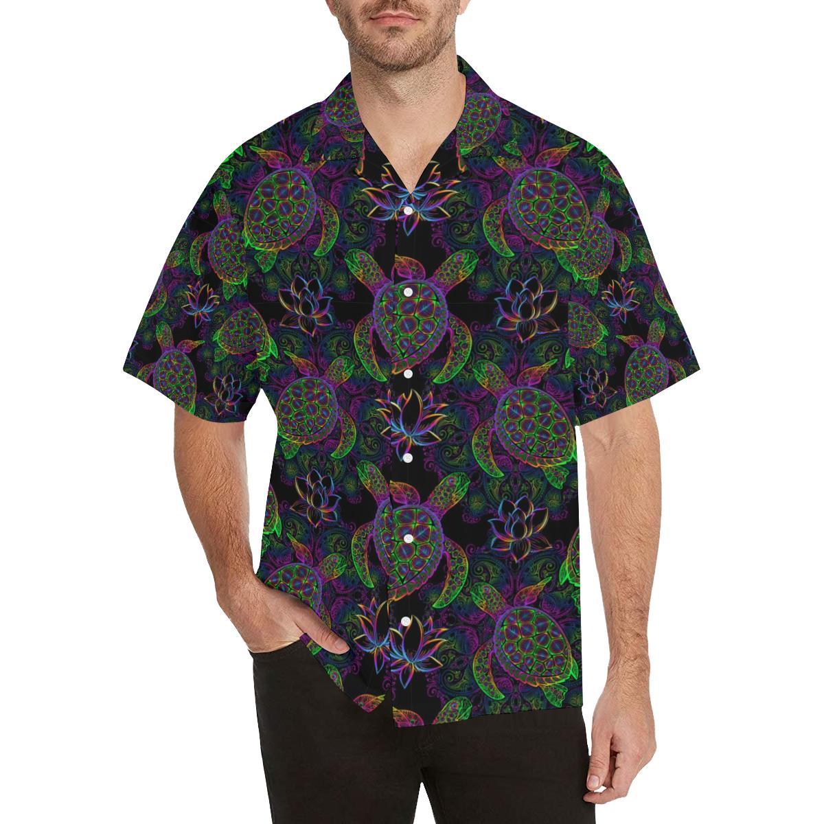 Sea Turtle Pattern Mens All Over Print Hawaiian Shirt