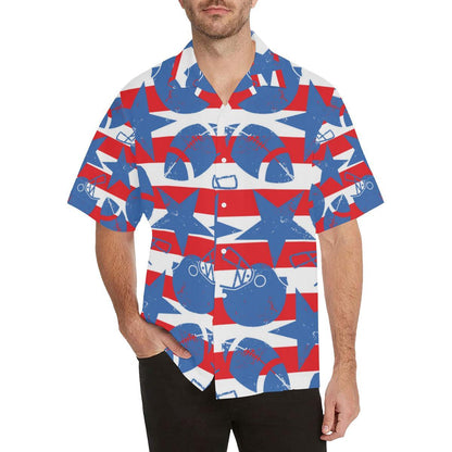 American Football Ball Star Stripes Pattern Mens All Over Print Hawaiian Shirt