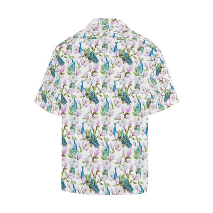 Peacock Pink Flower Pattern Mens All Over Print Hawaiian Shirt