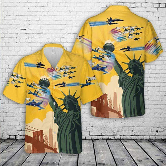 U.S Blue Angels &amp;amp; Thunderbirds 4Th Of July Hawaiian Aloha Shirts Or Beach Shorts