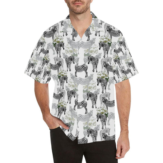 Zebra Pattern Mens All Over Print Hawaiian Shirt