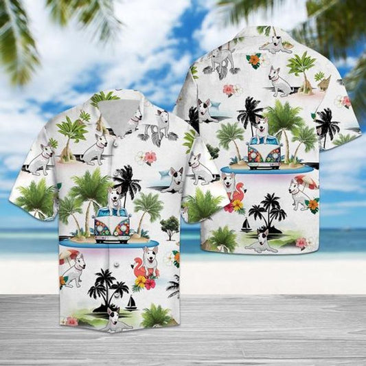 Bull Terrier Vacation  White Unique Design Unisex Hawaiian Shirt For Men And Women Dhc17063981