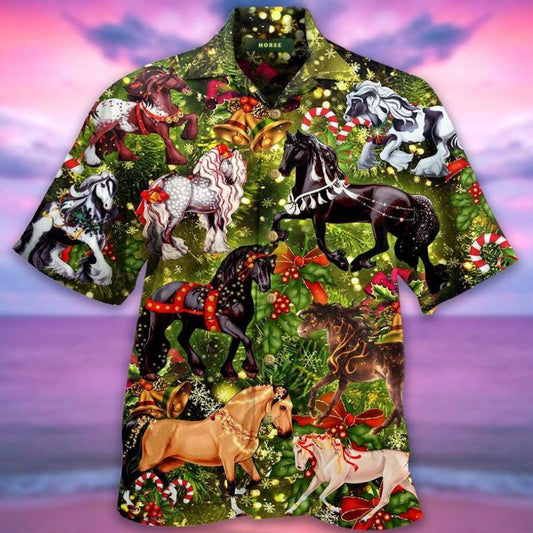 Awesome Horse Beautiful Christmas Hawaiian Aloha Shirts