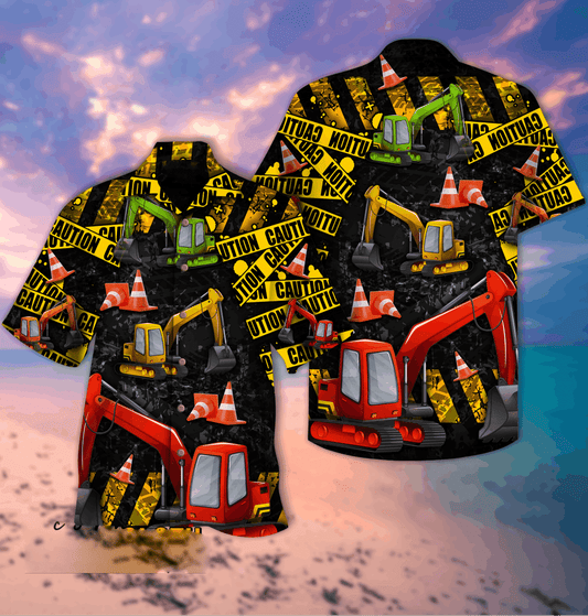 Work Hard With Excavator Aloha Hawaiian Shirts 