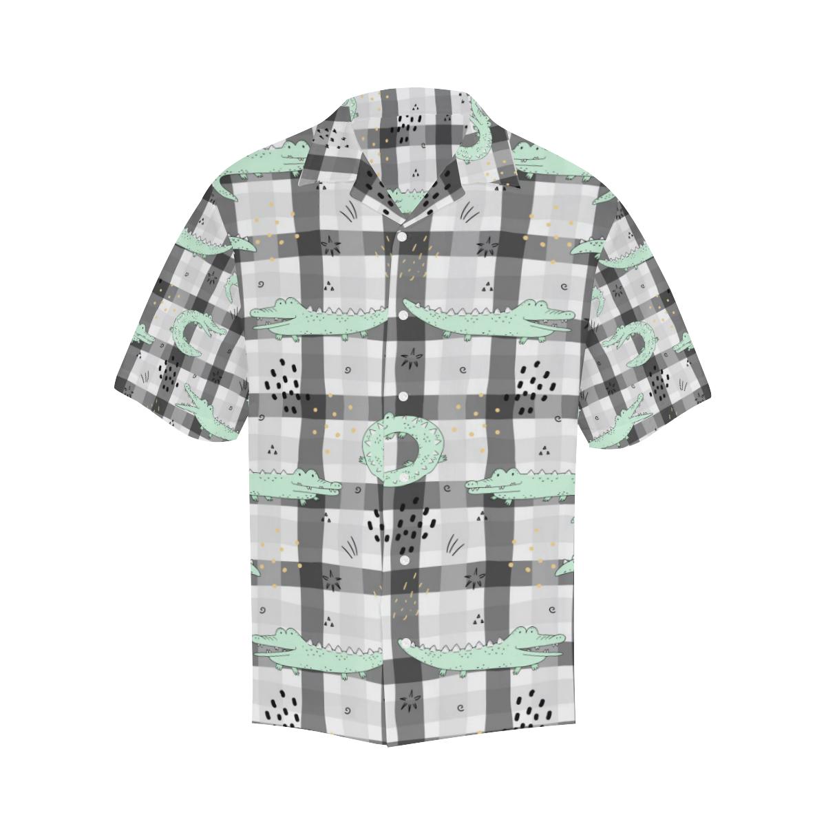 Crocodile Pattern Stripe Background Mens All Over Print Hawaiian Shirt