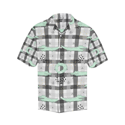 Crocodile Pattern Stripe Background Mens All Over Print Hawaiian Shirt