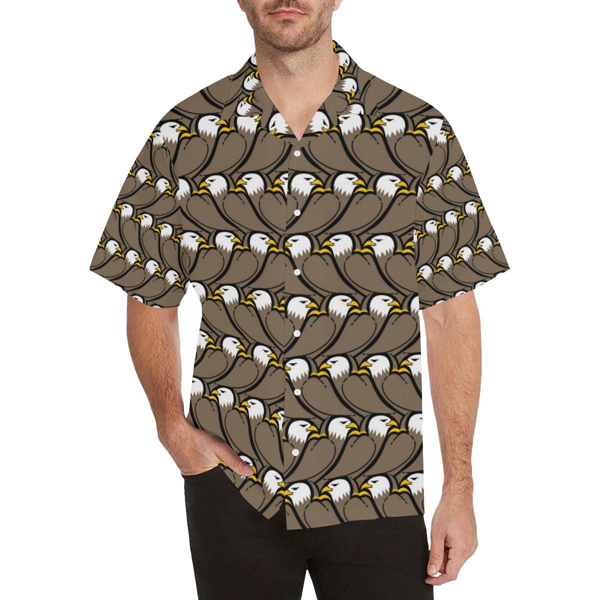 Eagle Pattern Print Design 02 Mens All Over Hawaiian Shirt