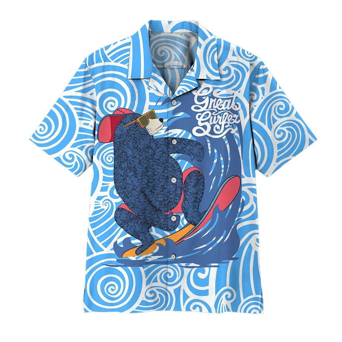  3D Surfing Bear Hawaii Shirt