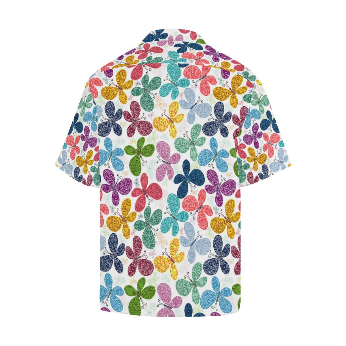 Colorful Butterfly Pattern Mens All Over Print Hawaiian Shirt