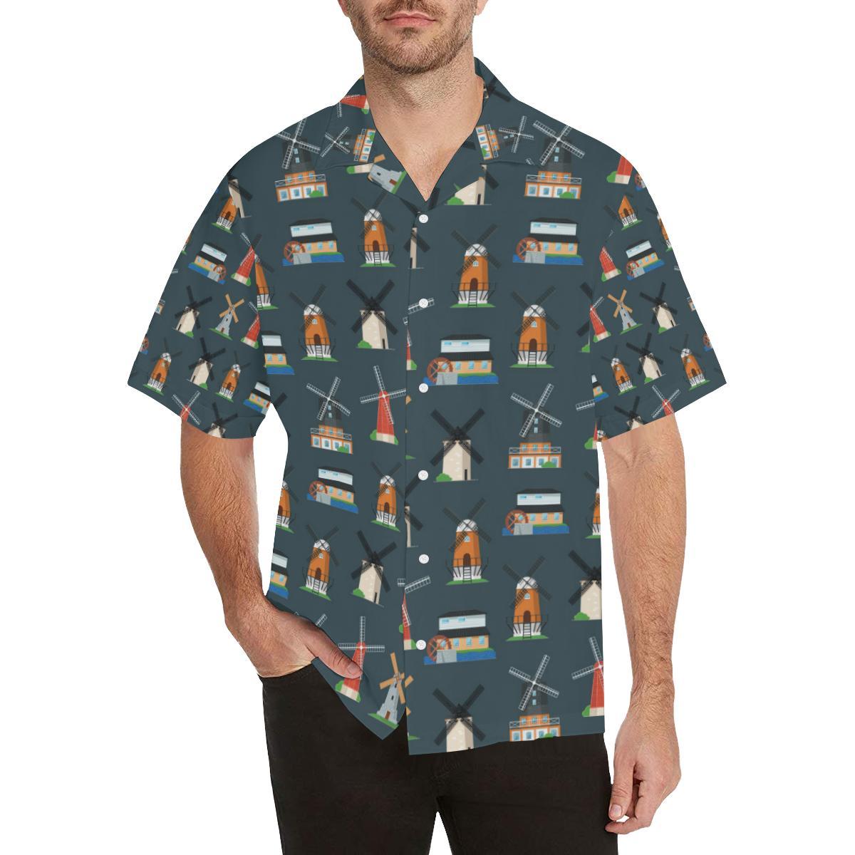 Windmill Pattern Print Design 0 Hawaiian Shirt