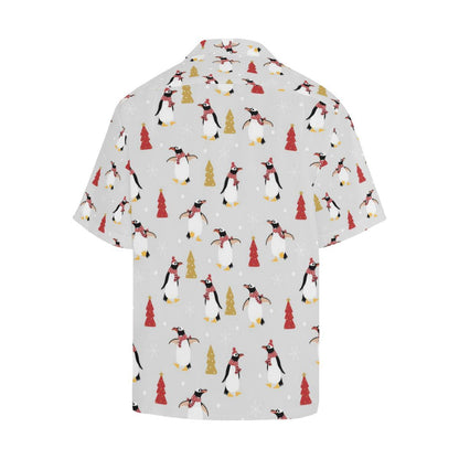 Penguin Christmas Tree Pattern Mens All Over Print Hawaiian Shirt