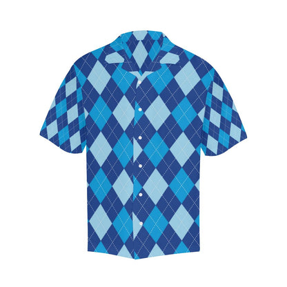 Argyle Blue Pattern Print Design Hawaiian Shirt