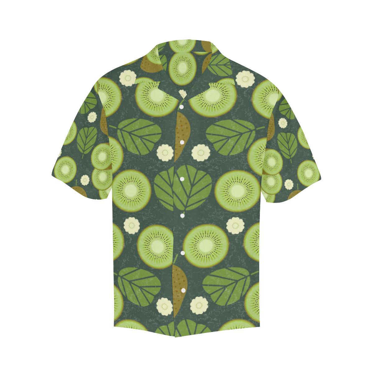 Whole Sliced Kiwi Leave And Flower Mens All Over Print Hawaiian Shirt