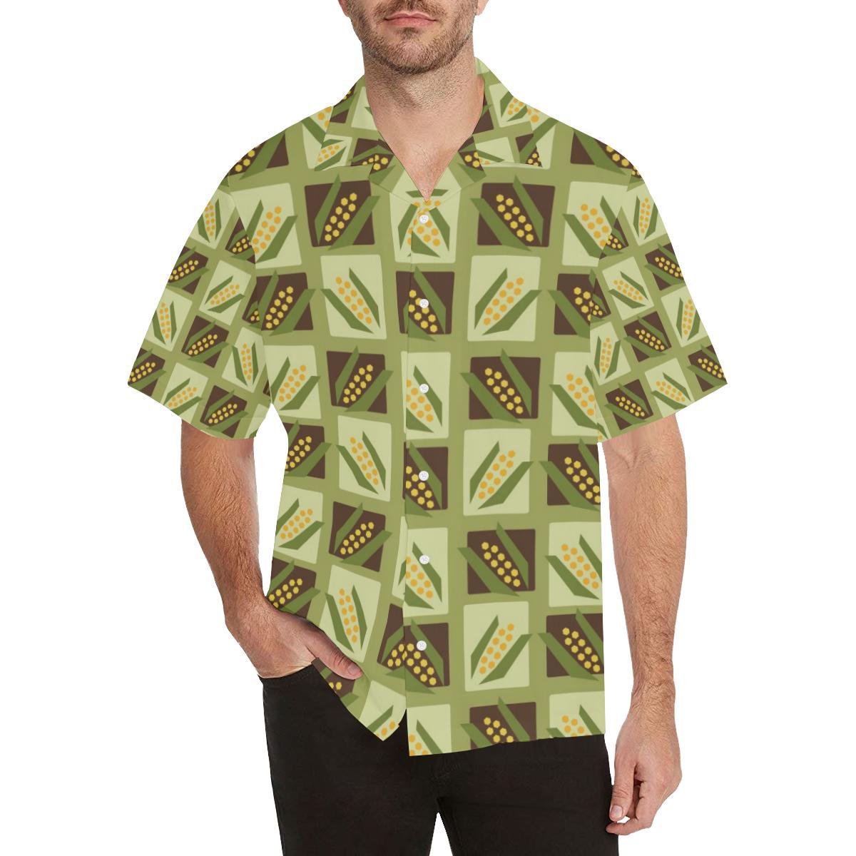 Corn Pattern Print Design 02 Mens All Over Hawaiian Shirt