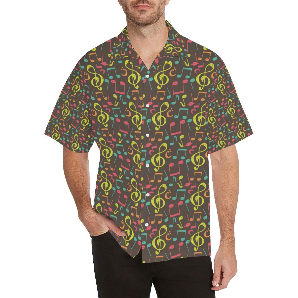 Music Notes Pattern Print Design 05 Mens All Over Hawaiian Shirt