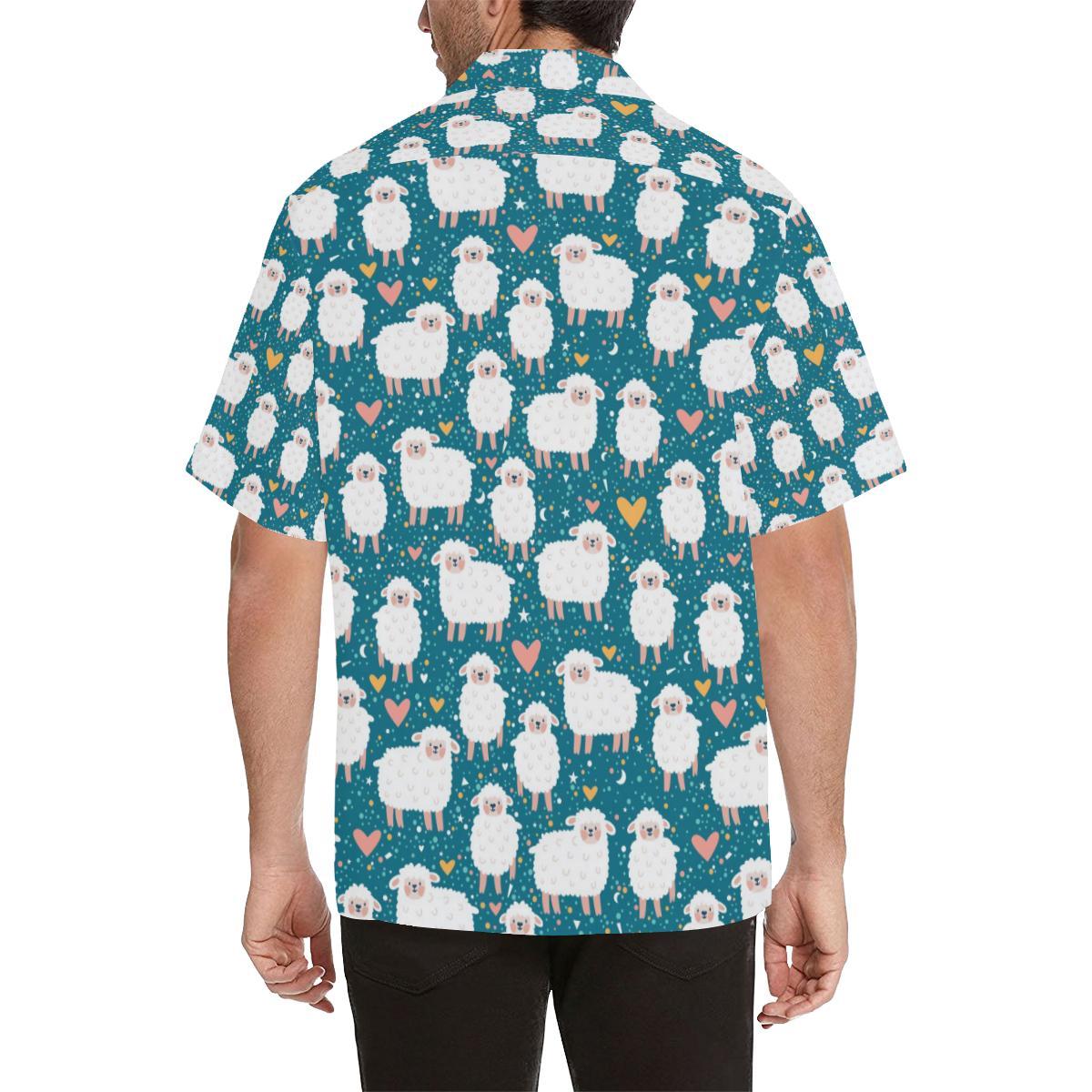 Sheep Heart Pattern Mens All Over Print Hawaiian Shirt
