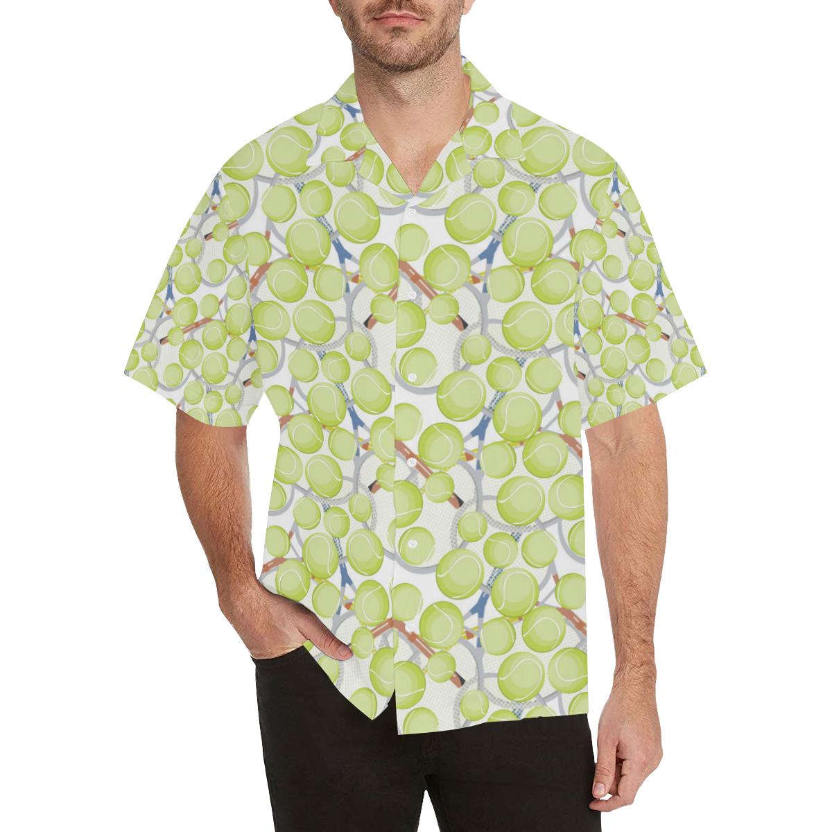 Tennis Pattern Print Design 01 Mens All Over Hawaiian Shirt