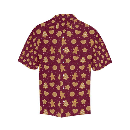 Christmas Ginger Cookie Pattern Background Mens All Over Print Hawaiian Shirt