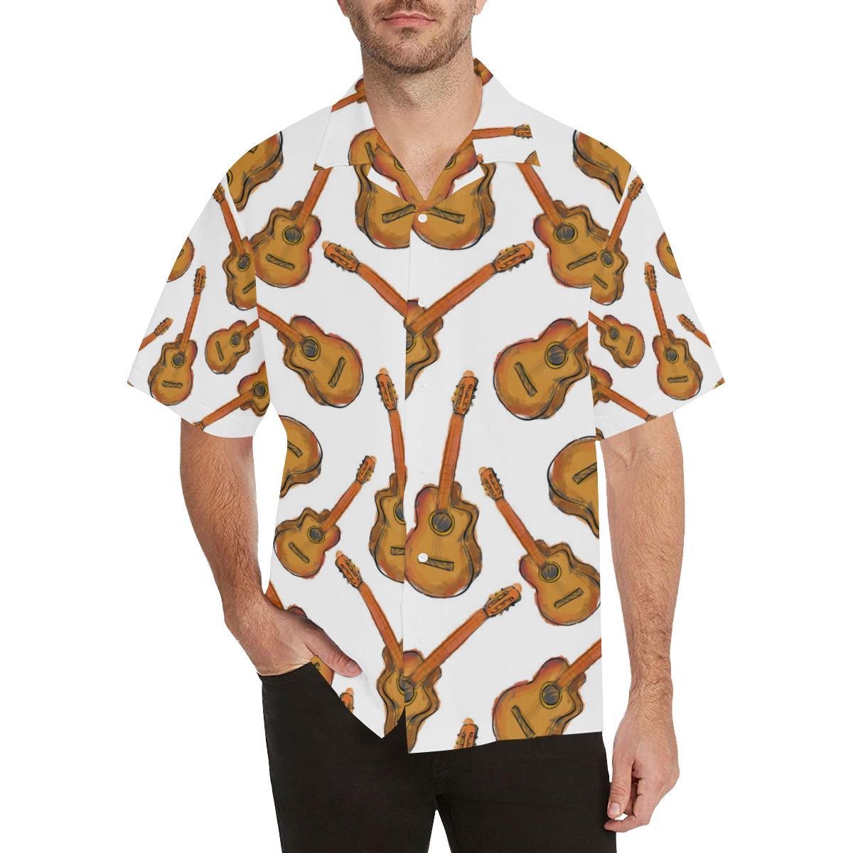 Paint Guitar Pattern Mens All Over Print Hawaiian Shirt