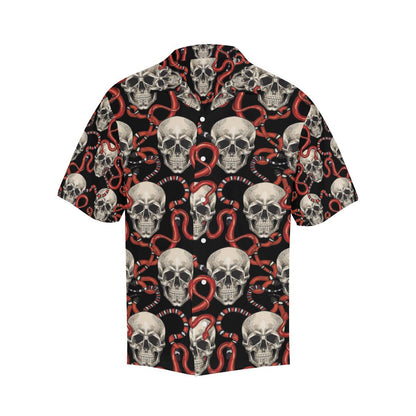 Red Snake Skull Pattern Mens All Over Print Hawaiian Shirt