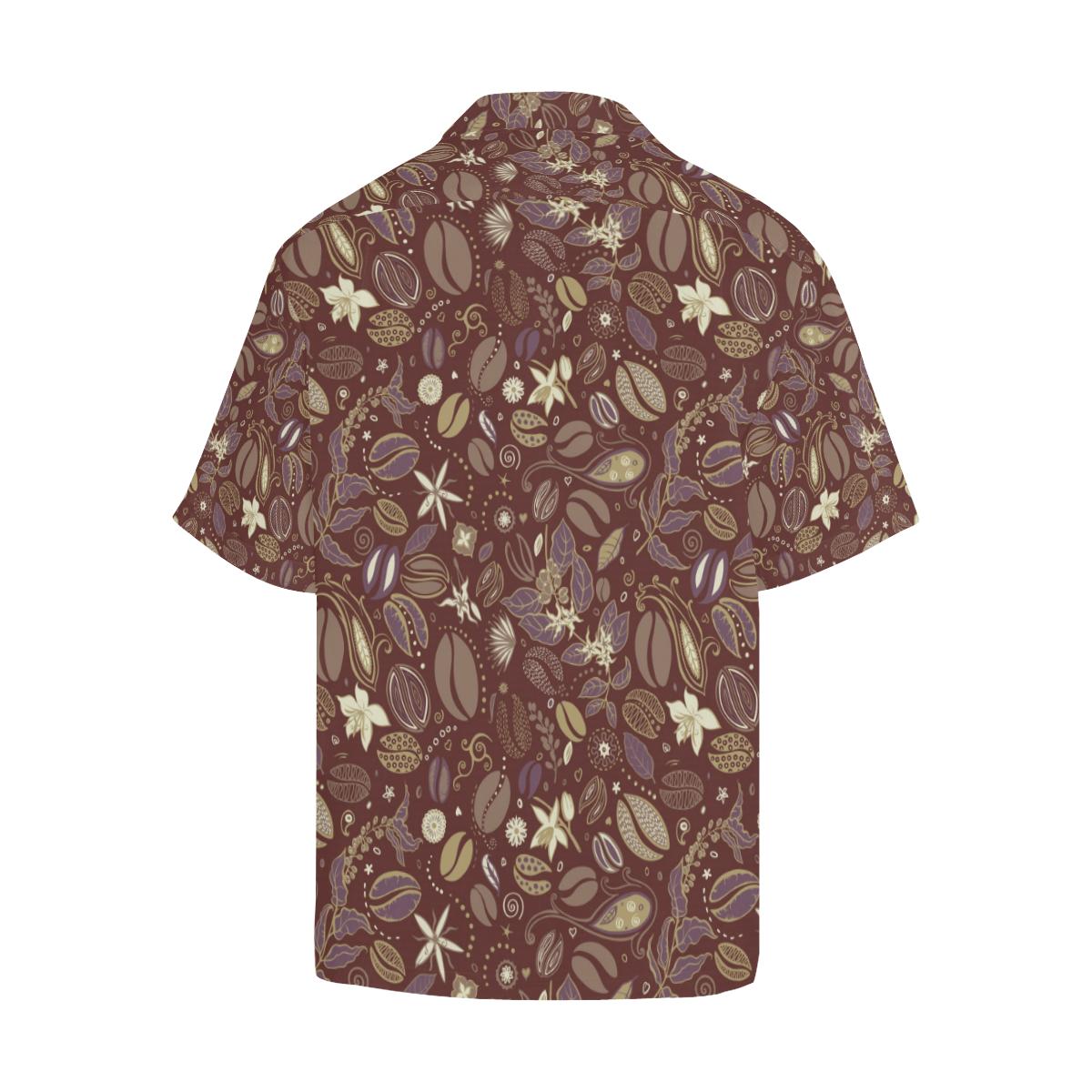 Coffee Bean Flower Pattern Mens All Over Print Hawaiian Shirt