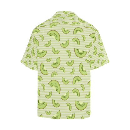 Kiwi Pattern Striped Background Mens All Over Print Hawaiian Shirt
