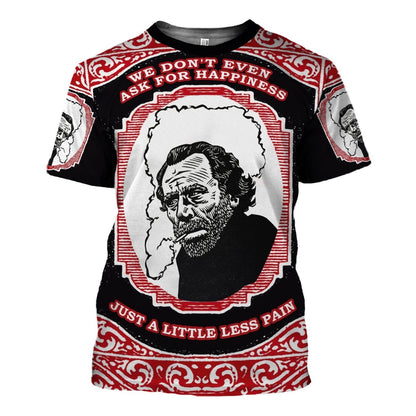 3D Tops Charles Bukowski Just A Little Less Pain Hawaiian Shirt