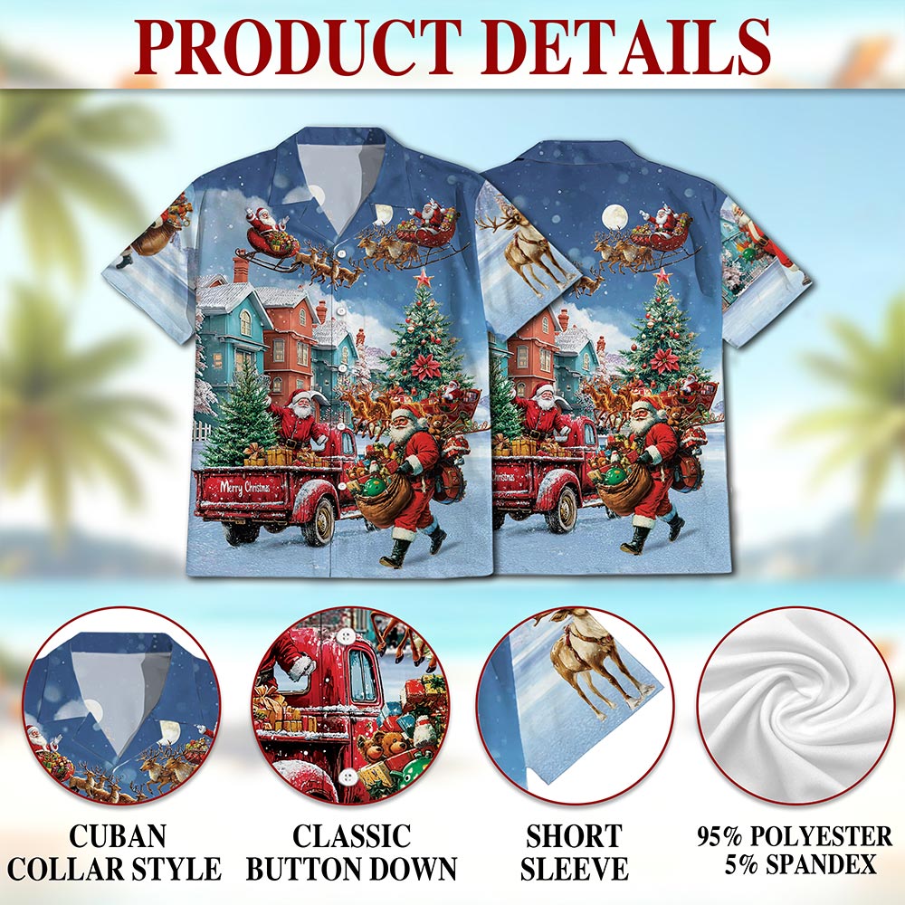 Santa Claus Christmas Hawaiian Shirt for Men, Button Down Aloha Shirt - Azhawaiian