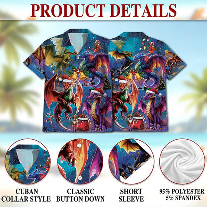 Christmas Dragon Hawaiian Shirt for Men, Button Down Aloha Shirt - Azhawaiian