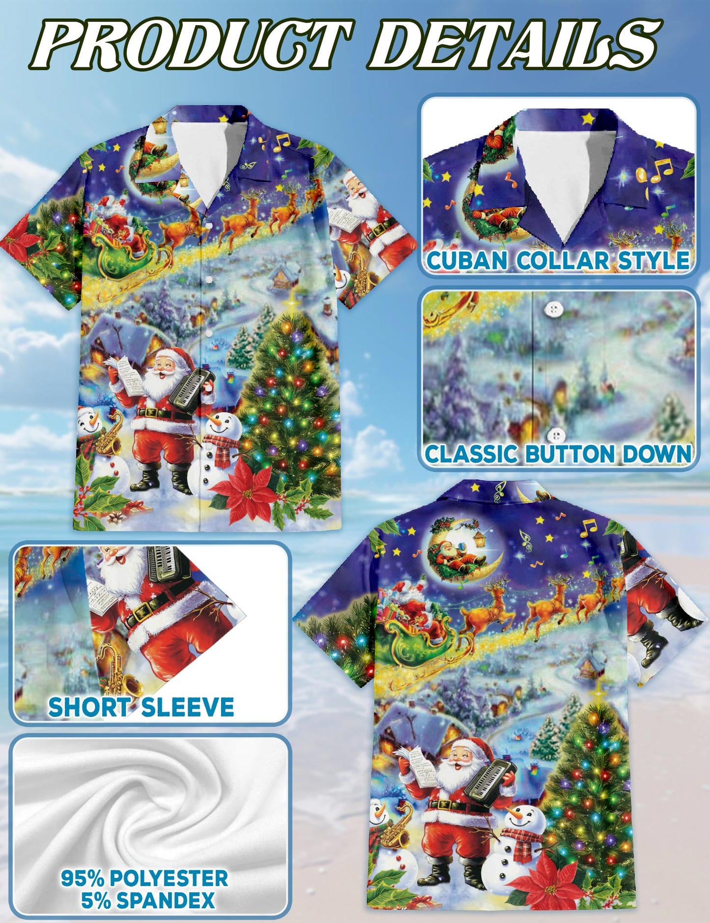 Santa Claus and Snowman Hawaiian Shirt for Men, Button Down Aloha Shirt - Azhawaiian
