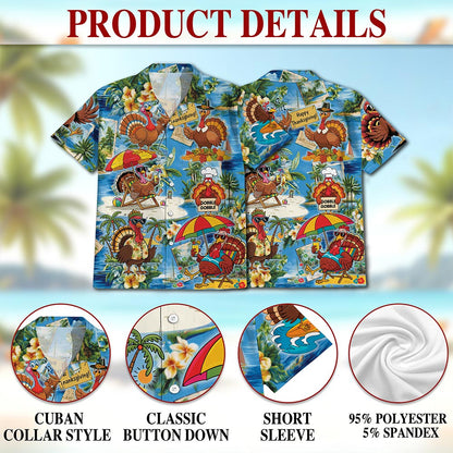Turkey Happy Thanksgiving Hawaiian Shirt for Men, Button Down Aloha Shirt - Azhawaiian