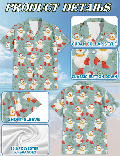 Snowy Christmas Duck Hawaiian Shirt for Men, Button Down Aloha Shirt - Azhawaiian