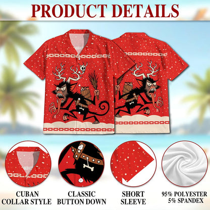 Krampus Christmas Hawaiian Shirt for Men, Button Down Aloha Shirt - Azhawaiian
