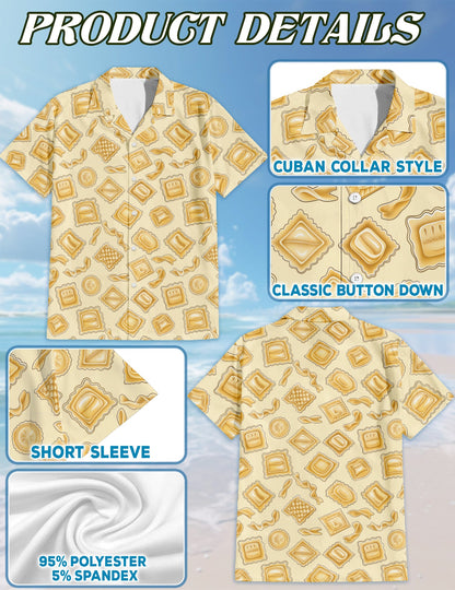 Vintage Italian Pasta Hawaiian Shirt for Men, Button Down Aloha Shirt - Azhawaiian