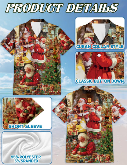 Vintage Santa Claus Christmas Hawaiian Shirt for Men, Button Down Aloha Shirt - Azhawaiian