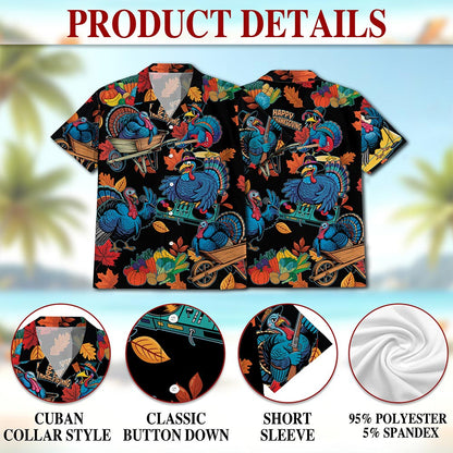 Happy Turkey Day Hawaiian Shirt for Men, Button Down Aloha Shirt - Azhawaiian