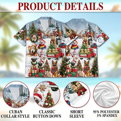 Christmas Dogs Hawaiian Shirt for Men, Button Down Aloha Shirt - Azhawaiian
